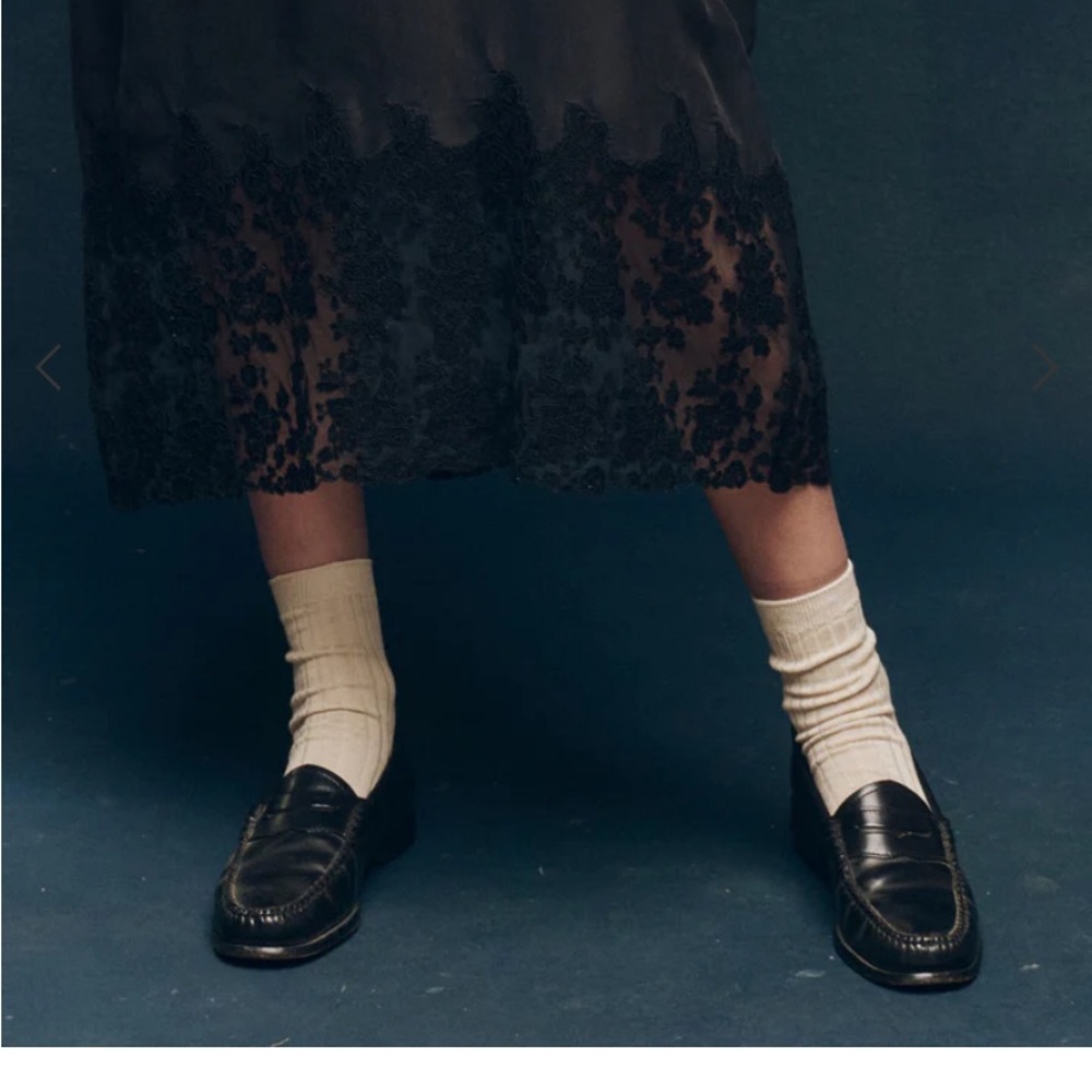 THE GREAT. Black Lace Detail midi dress - Picture 6 of 13